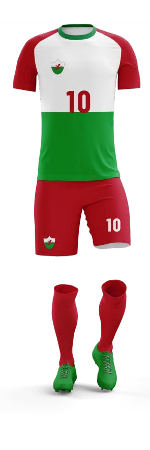 Kit Football Personnalisé Rouge & Vert — Flocage Nom et Numéro Offert