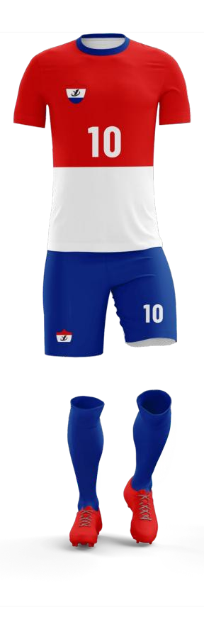 Kit Football Personnalisé Rouge & Bleu Marine — Flocage Nom et Numéro Offert